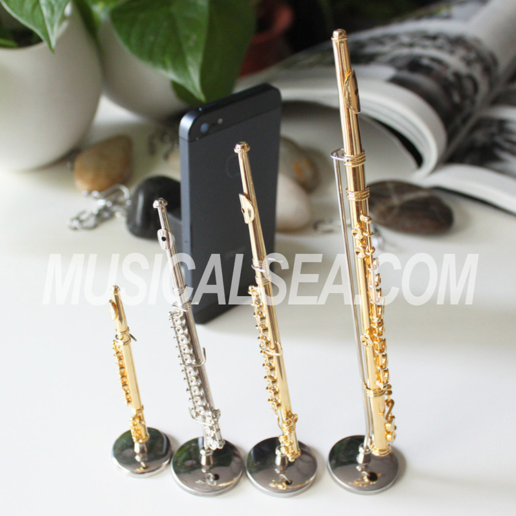 Miniature Flute musical instrument metallic c